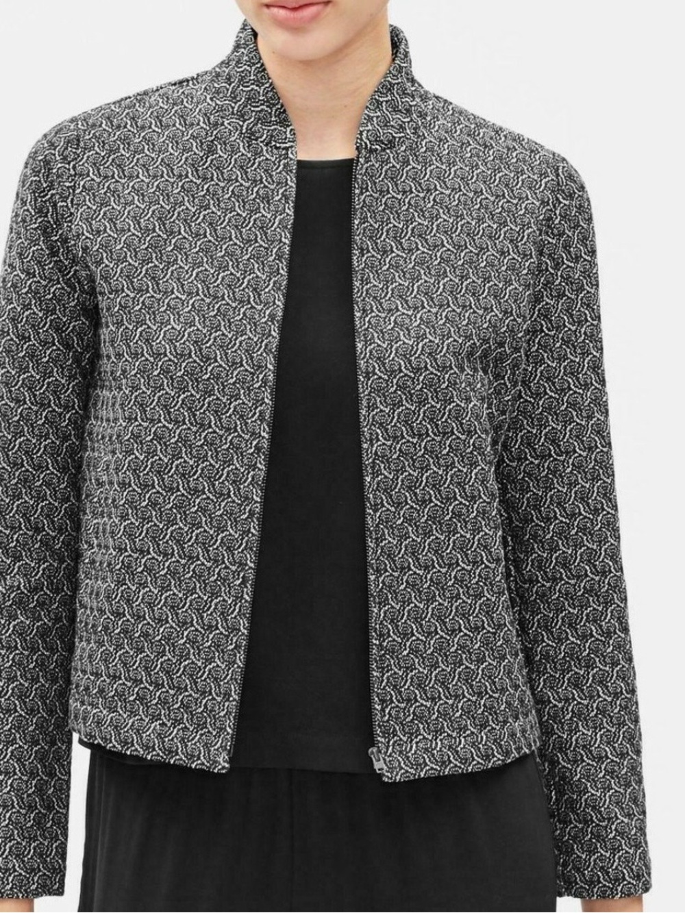 Eileen Fisher Rosette Jacquard Jacket Lightweight Size M - Picture 1 of 13